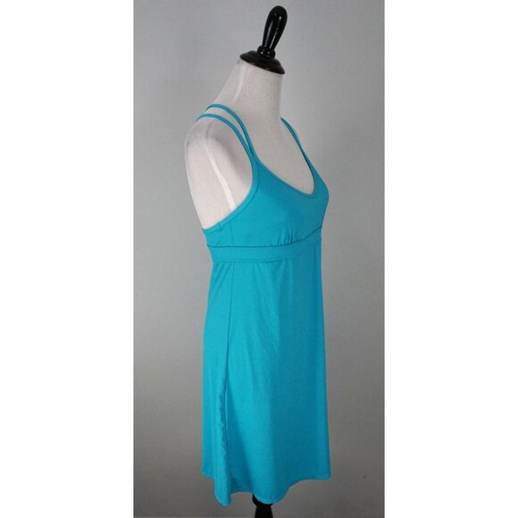 Athleta Shoreline Blue Stretch Scoop Neck Beach Dress Size Medium - Picture 4 of 7